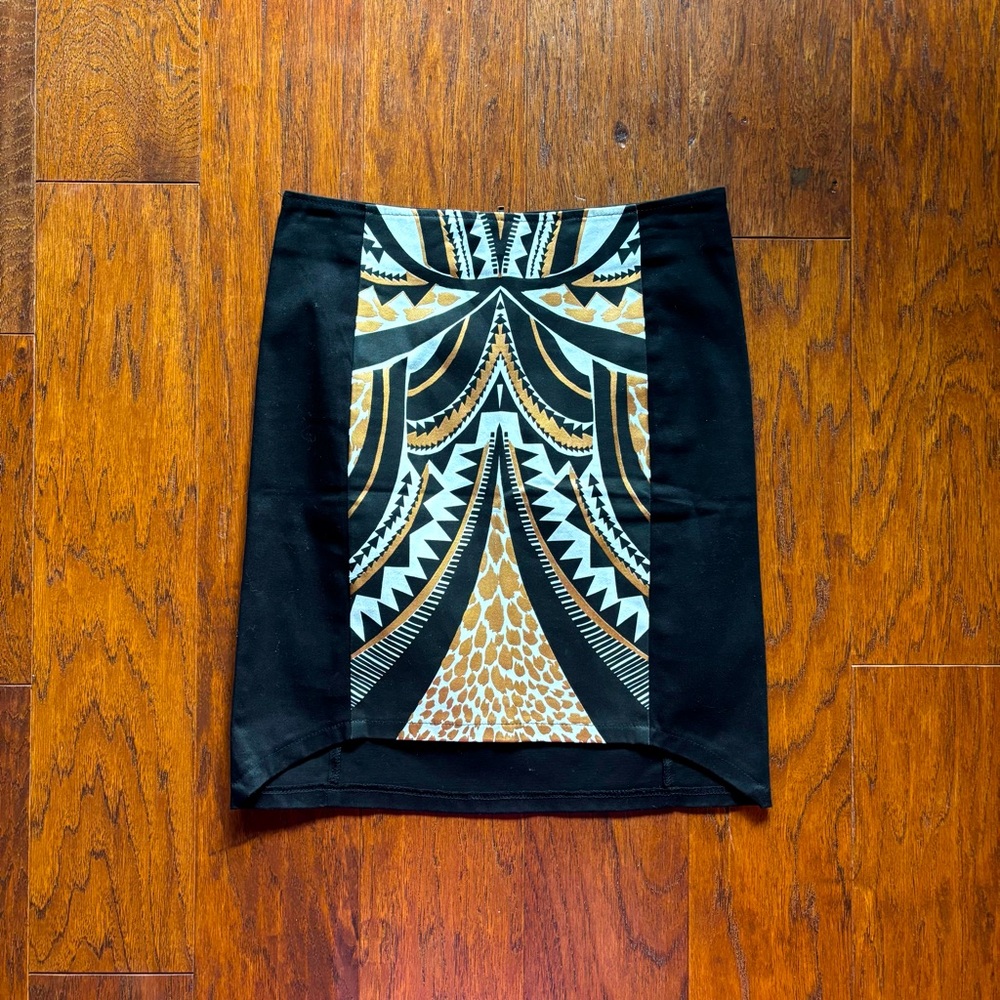 MINKPINK Metallic Animal Print Mini Skirt Black Gold | Size S